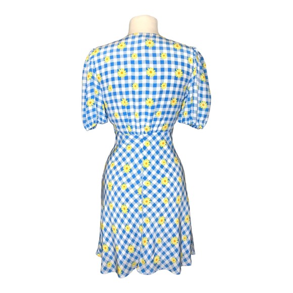 NWT Staud Women Mini Milla Gingham Daisy Plaid Dress 6 Lined Short Sleeve - Picture 4 of 12